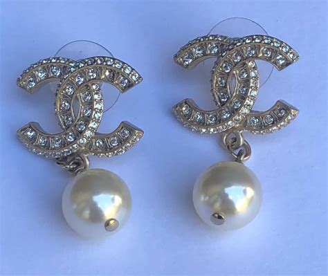 fake chanel pearl drop earrings|chanel pearl drop earrings silver.